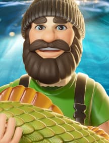 Slot-Charakter aus dem Betninja-Portfolio, Angler-Motiv